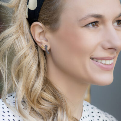 Feu earrings - 14k gold earrings with three white zircons bringing a perfectly geometric style. A jewel designed to be added to your collection of favourite jewelry forever.

Material: 14k gold with white zircons